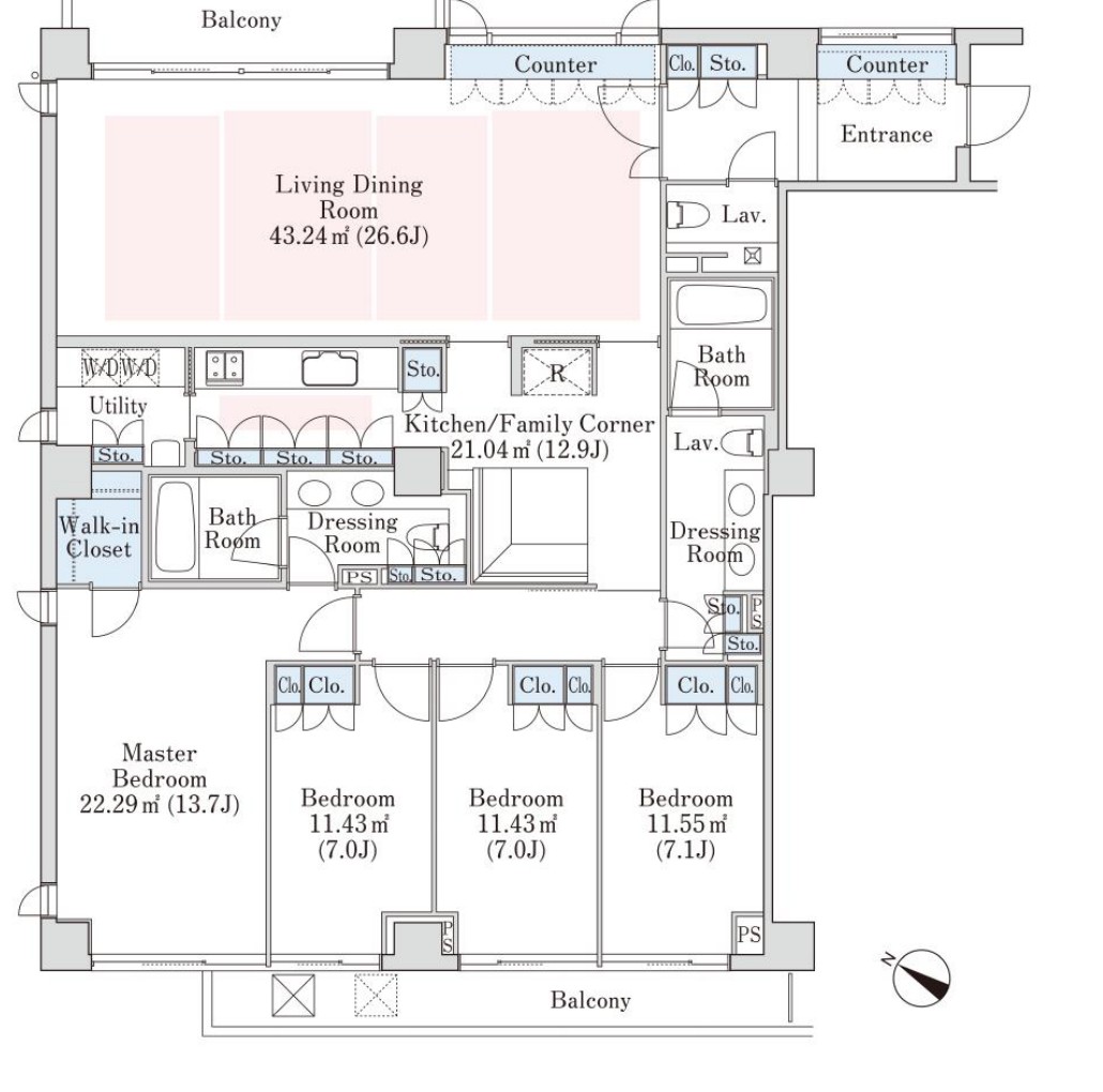 La Tour Ichigaya Sadowara Room W203 — Floor Plan