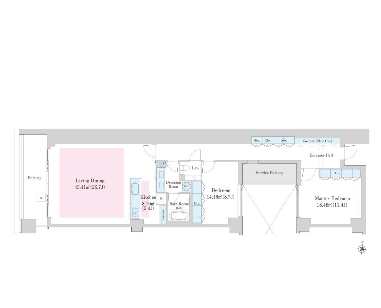 La Tour Mejiro Room A501 — Floor Plan