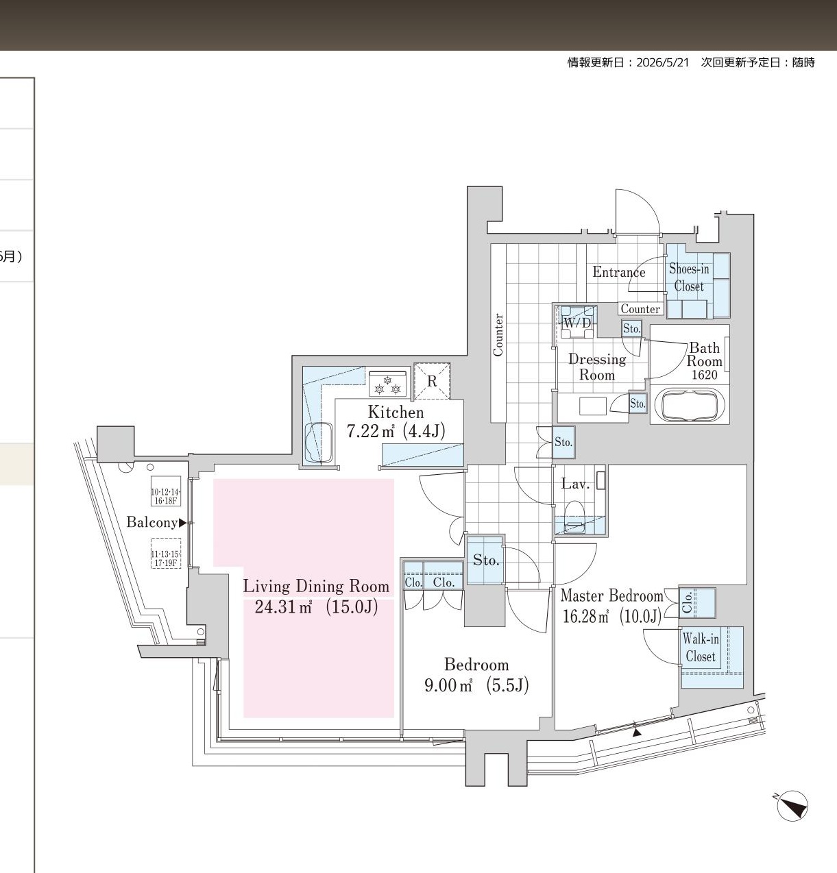 La Tour Shibuya Jinnan Room 1102 — Floor Plan