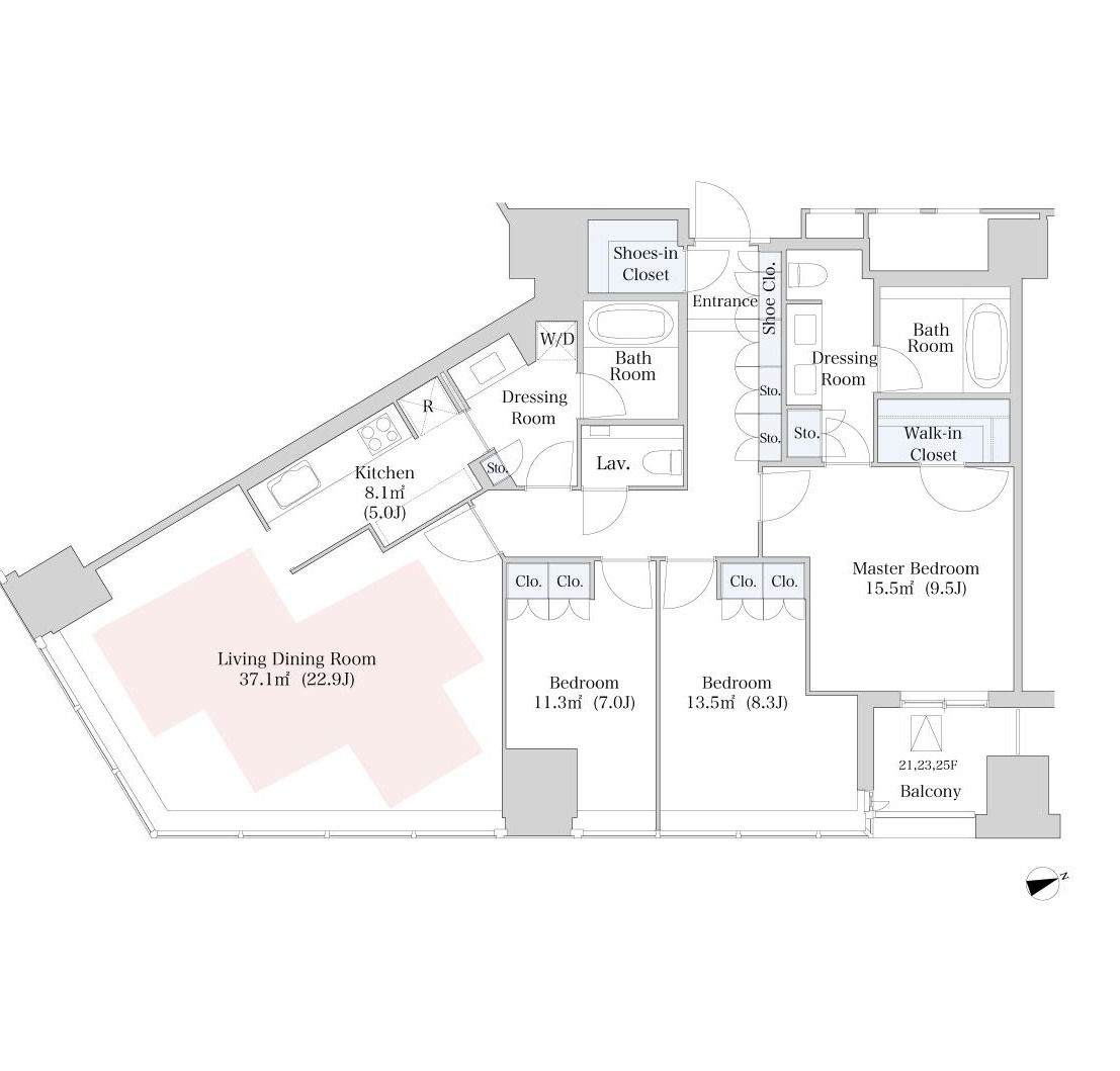 La Tour Shinjuku Room 2314 — Floor Plan