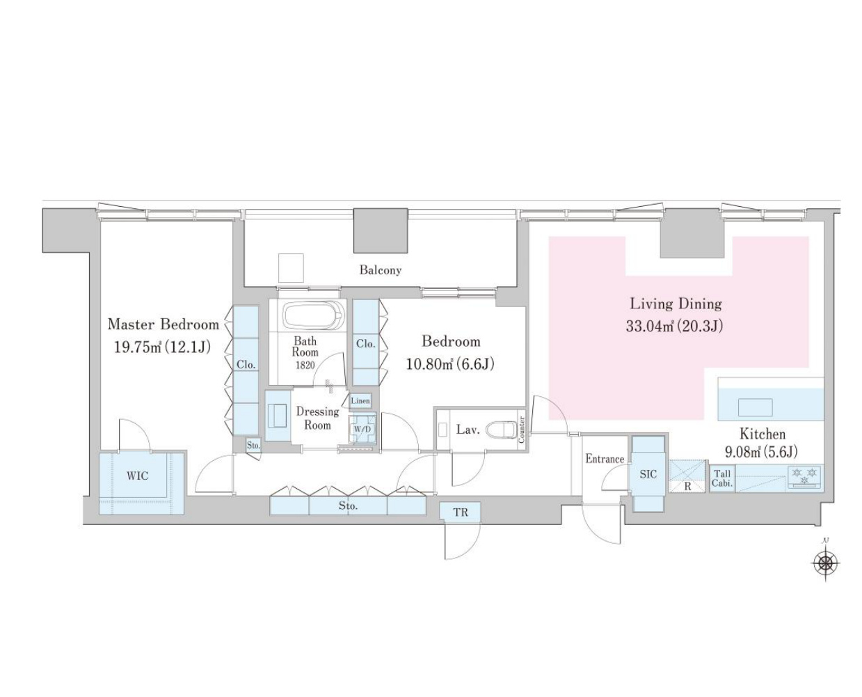 Osaki Station Residence Room 3607 — Floor Plan