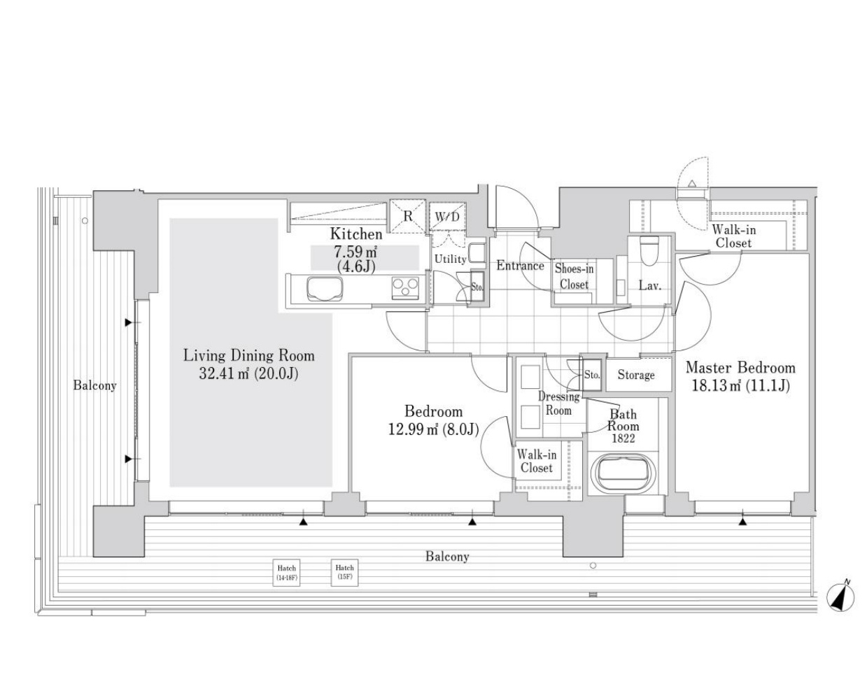 Roppongi Grand Tower Residence Room 1504 — Floor Plan
